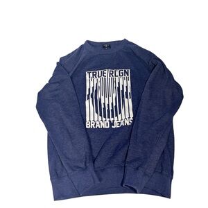 Men’s True Religion Navy Blue Knit Sweater Size M Casual Crewneck Top
